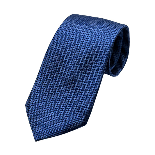Blue Mens Luxury Silk Neck Tie in Subtle Textured Weave Design