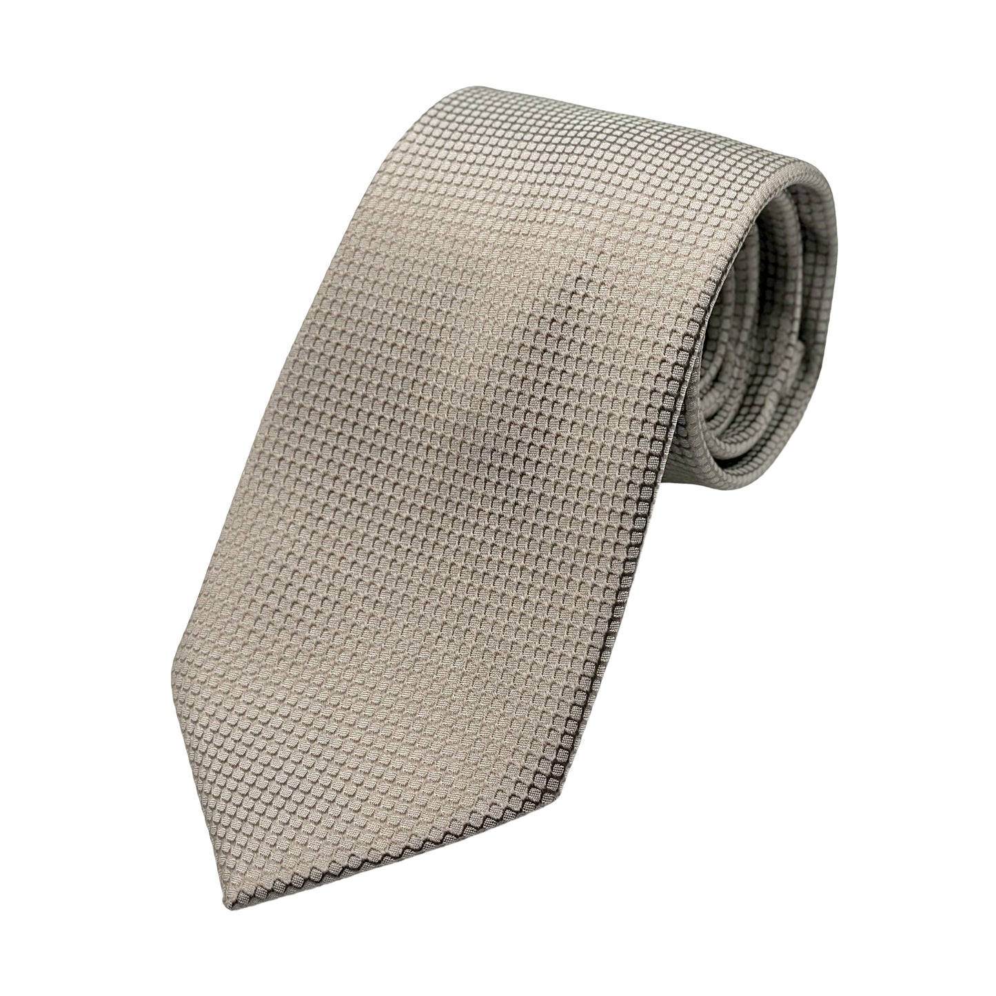 Taupe Mens Luxury Silk Neck Tie in Subtle Textured Weave Design