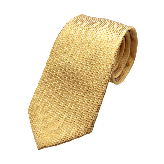 Soft Gold Mens Luxury Silk Neck Tie in Subtle Textured Weave Design