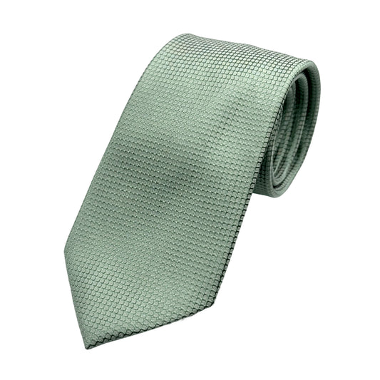 Soft Green Mens Luxury Silk Neck Tie in Subtle Textured Weave Design