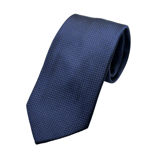 Navy Mens Luxury Silk Neck Tie in Subtle Textured Weave Design