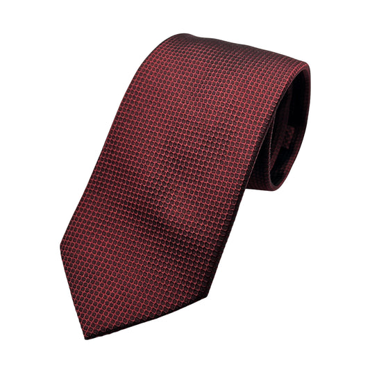 Burgundy Mens Luxury Silk Neck Tie in Subtle Textured Weave Design
