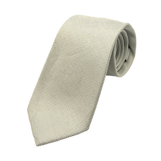 Beige Mens Luxury Silk/Linen Blend Neck Tie in Textured Slub Weave Design