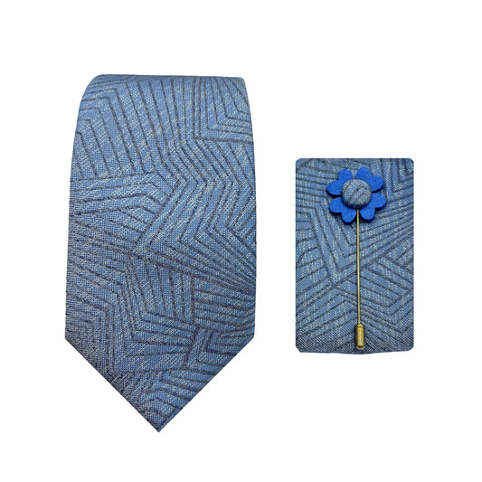 Slate Luxury Textured Abstract Weave 7.5cm Width Tie/Pocket Square/Lapel Pin Combo Sets