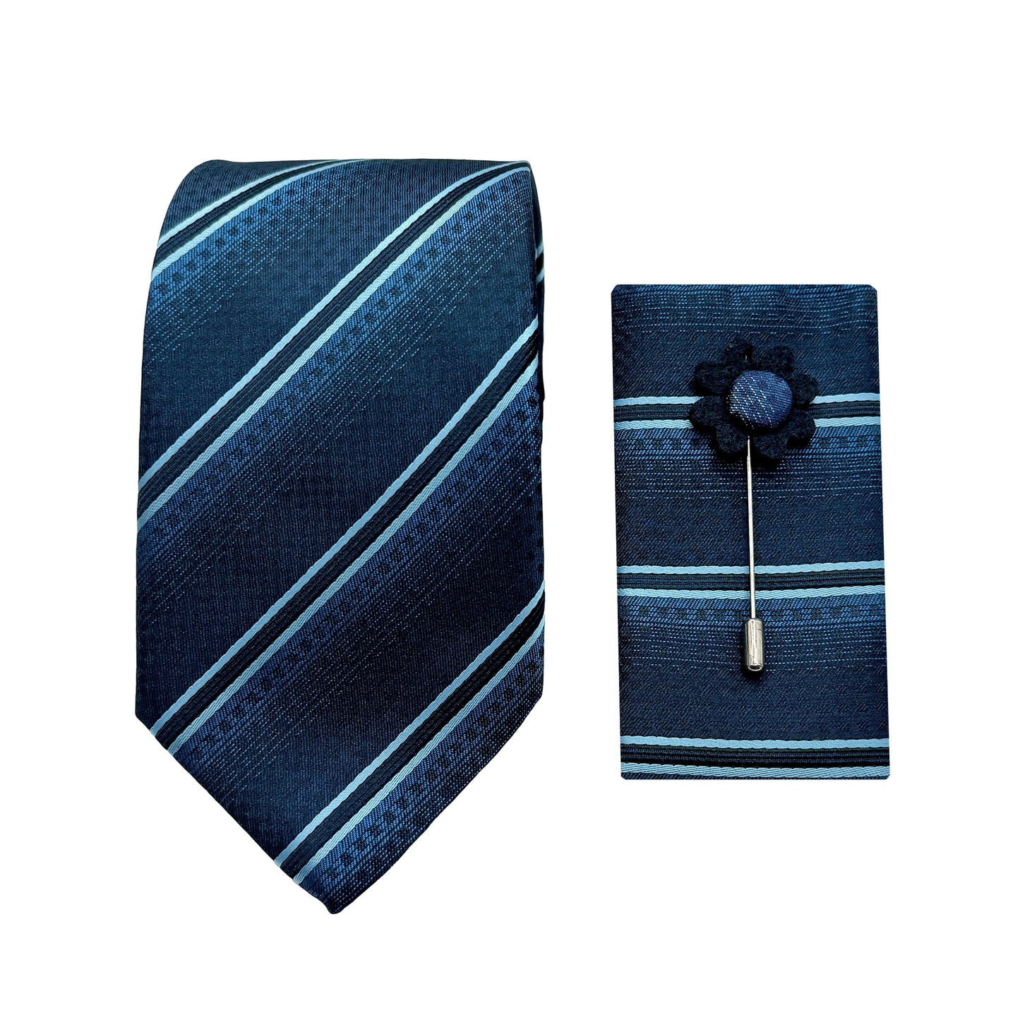 JACOMBO223050 JAMES ADELIN Luxury Geometric Stripe 7.5cm Width Tie/Pocket Square/Lapel Pin Combo Set