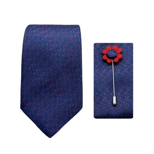 JACOMBO223070 JAMES ADELIN Luxury Textured Weave 7.5cm Width Tie/Pocket Square/Lapel Pin Combo Sets