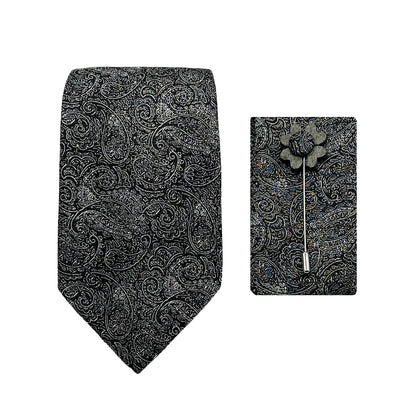 Blue/Red Luxury Paisley Window Pane Check Weave 7.5cm Width Tie/Pocket Square/Lapel Pin Combo Sets