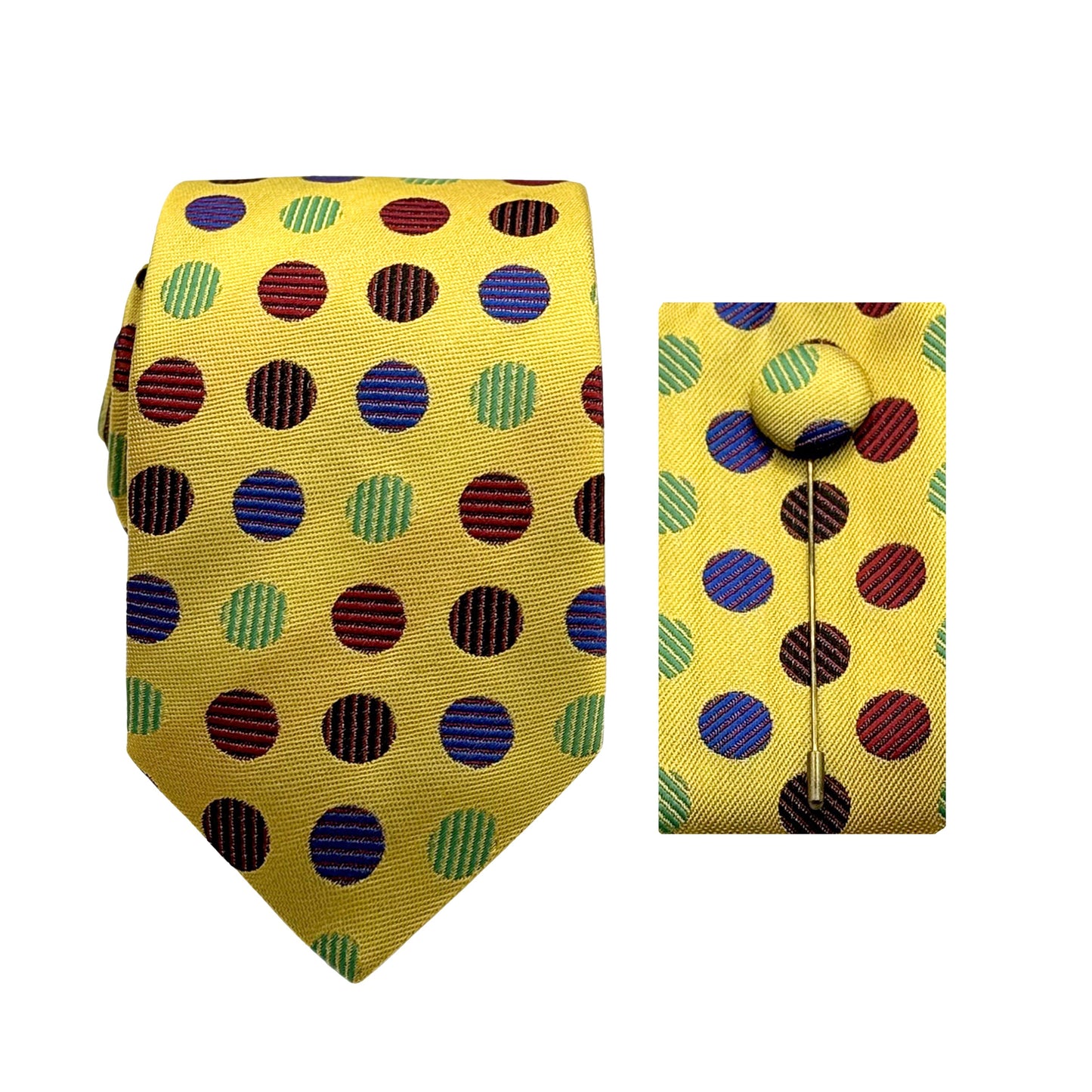 JACOMBO244010 JAMES ADELIN Luxury Polka 7.5cm Width Tie/Pocket Square/Lapel Pin Combo Set