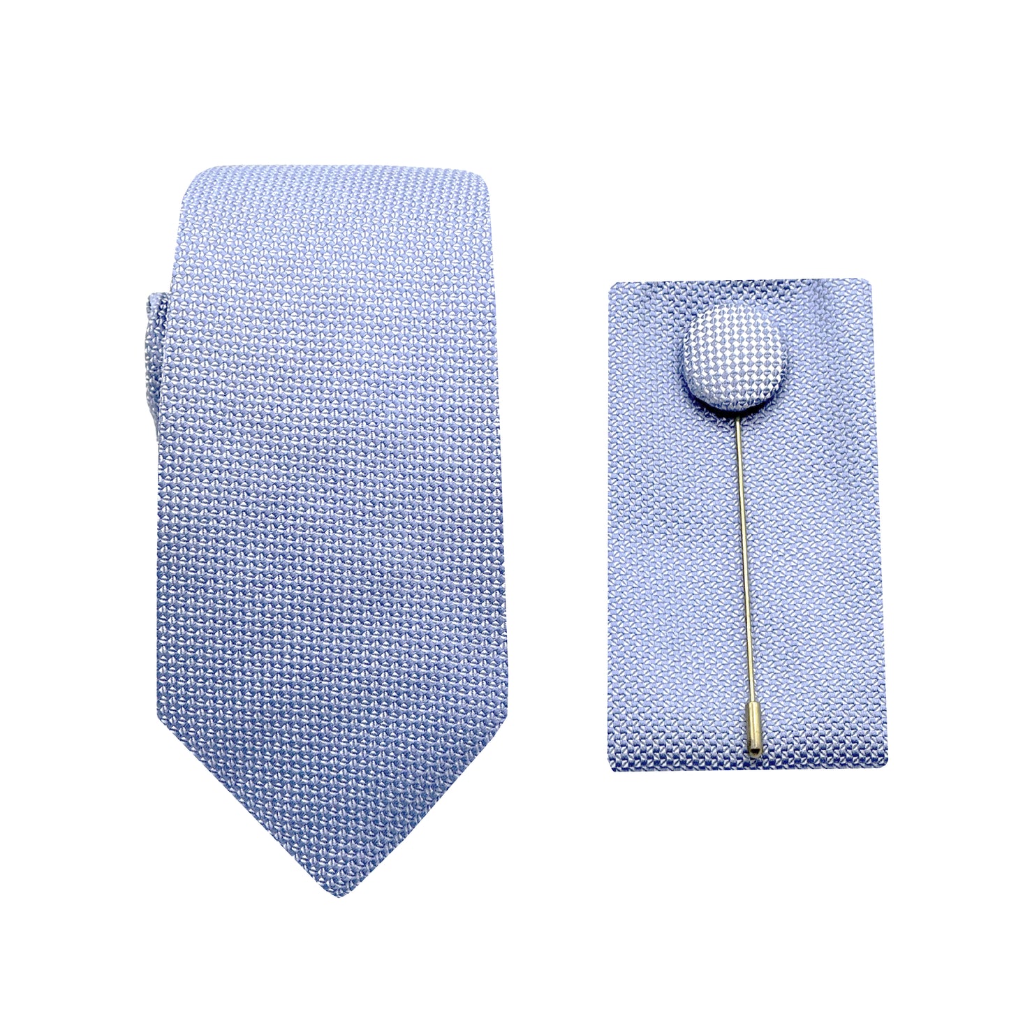 Sky Blue Luxury Textured Weave 6.5cm Width Skinny Tie/Pocket Square/Lapel Pin Combo Set