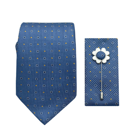 JACOMBO222190 JAMES ADELIN Luxury Textured Spotted 7.5cm Width Tie/Pocket Square/Lapel Pin Combo Set