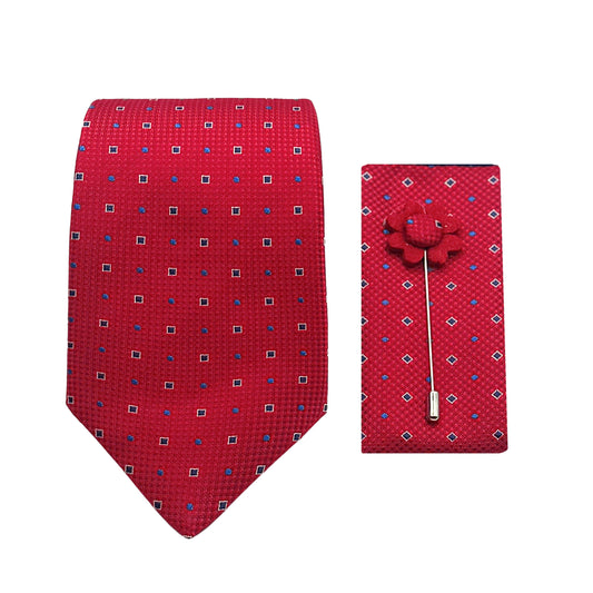 JACOMBO222190 JAMES ADELIN Luxury Textured Spotted 7.5cm Width Tie/Pocket Square/Lapel Pin Combo Set