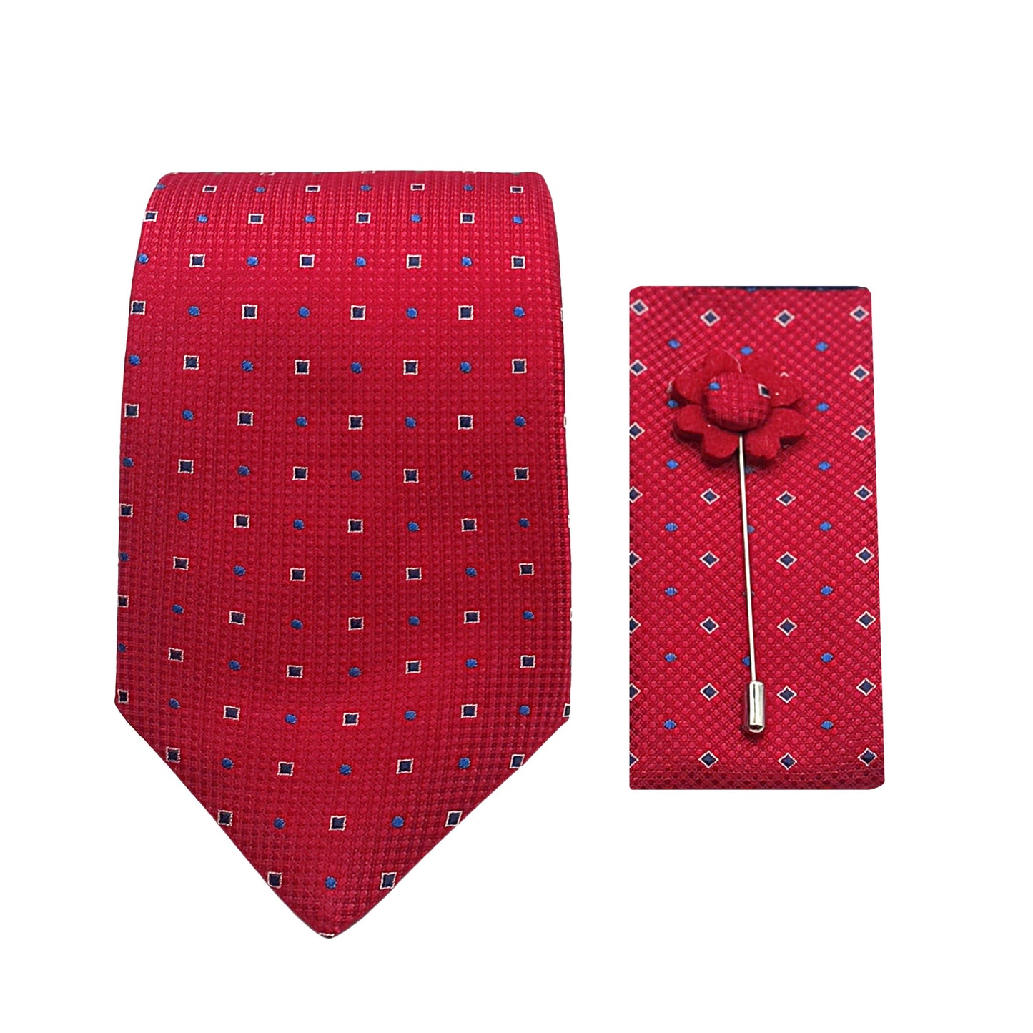 JACOMBO222190 JAMES ADELIN Luxury Textured Spotted 7.5cm Width Tie/Pocket Square/Lapel Pin Combo Set