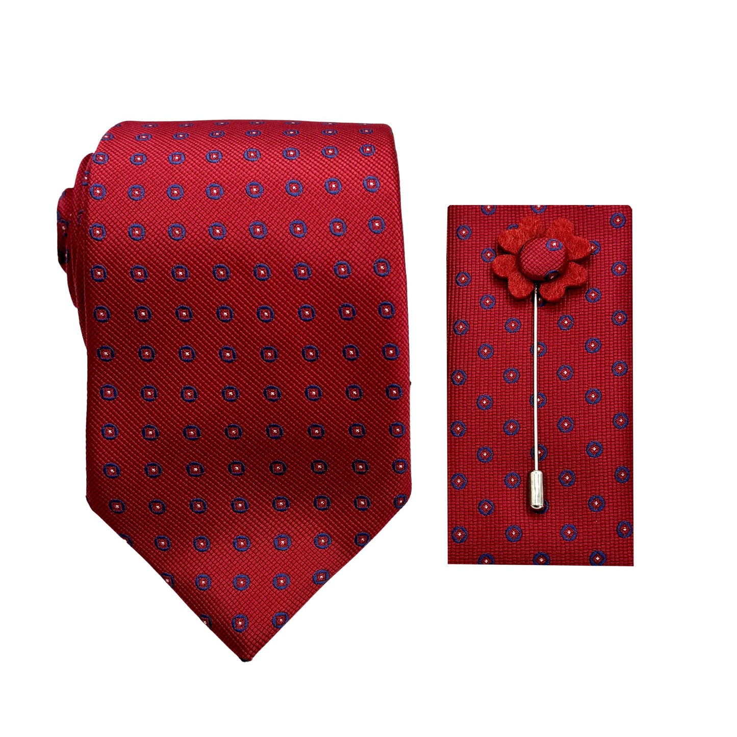 JACOMBO222220 JAMES ADELIN Luxury Spotted Textured Weave 7.5cm Width Tie/Pocket Square/Lapel Pin Combo Sets