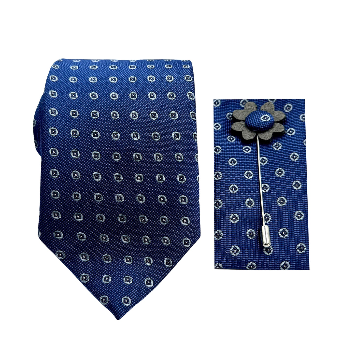 JACOMBO222220 JAMES ADELIN Luxury Spotted Textured Weave 7.5cm Width Tie/Pocket Square/Lapel Pin Combo Sets
