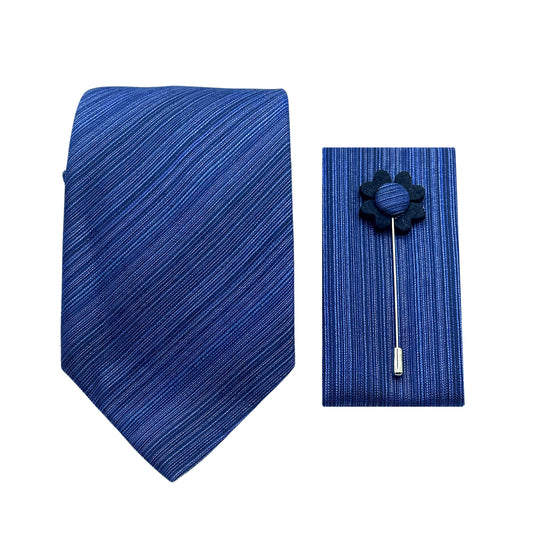 JACOMBO223140 JAMES ADELIN Luxury Textured Subtle Diagonal Striped 7.5cm Width Tie/Pocket Square/Lapel Pin Combo Set