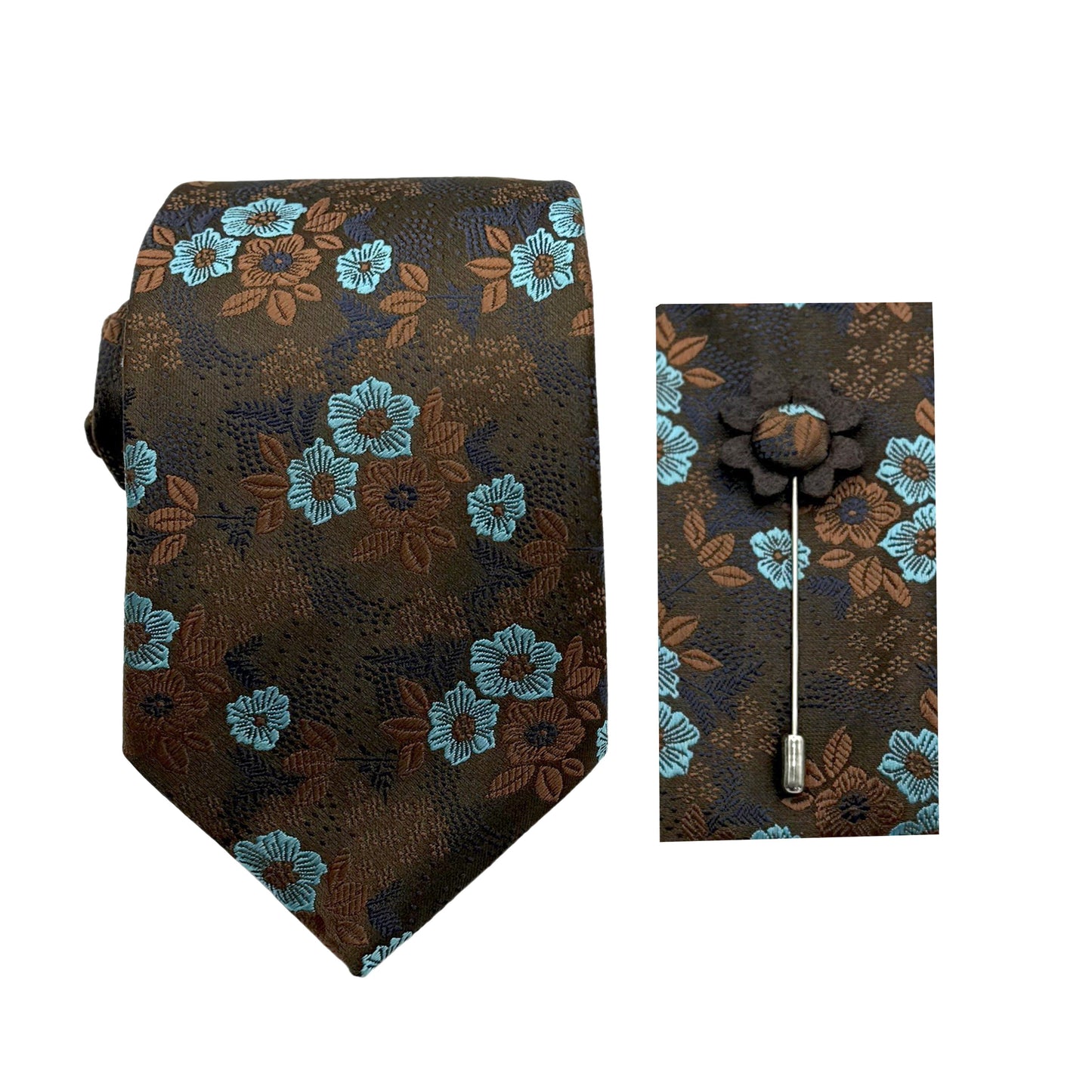 JACOMBO226070 JAMES ADELIN Luxury Lush Floral 7.5cm Width Tie/Pocket Square/Lapel Pin Combo Set