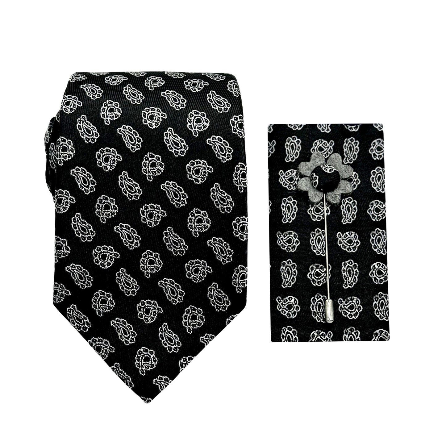 JACOMBO227020 JAMES ADELIN Luxury Paisley 7.5cm Width Tie/Pocket Square/Lapel Pin Sets