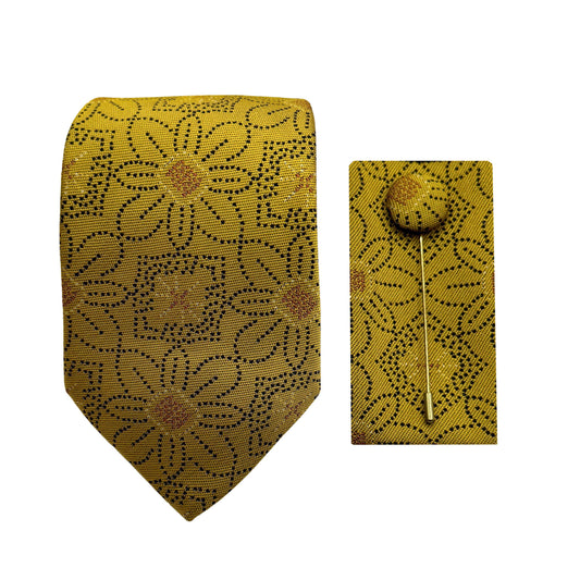 JACOMBO242010 JAMES ADELIN Luxury Pin Dot Floral 7.5cm Width Tie/Pocket Square/Lapel Pin Combo Set