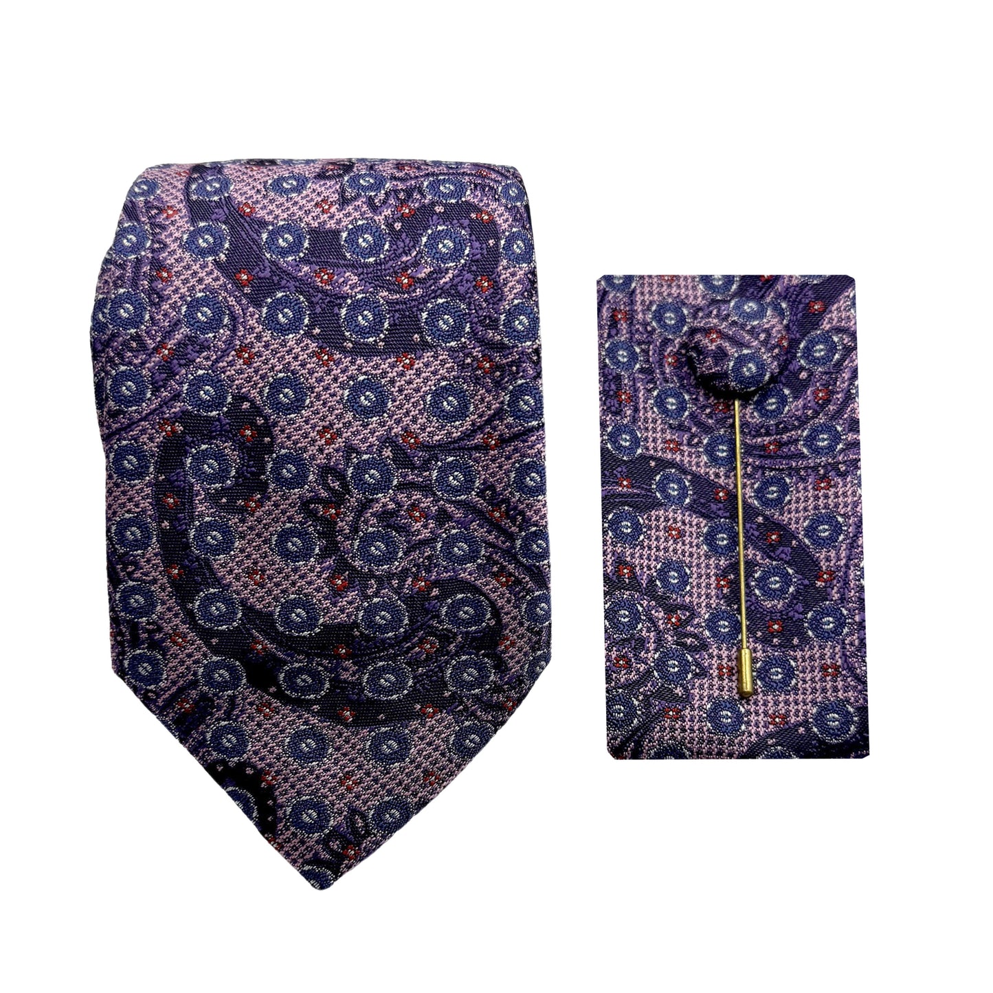 JACOMBO242020 JAMES ADELIN Luxury Textured Paisley 7.5cm Width Tie/Pocket Square/Lapel Pin Combo Set