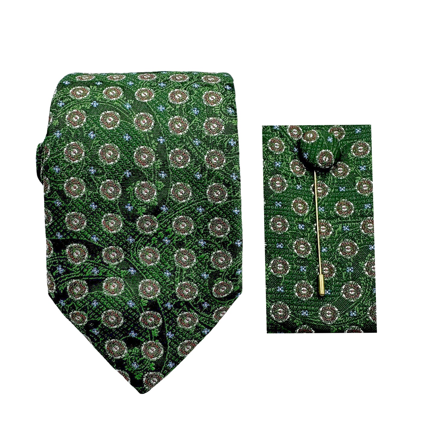 JACOMBO242020 JAMES ADELIN Luxury Textured Paisley 7.5cm Width Tie/Pocket Square/Lapel Pin Combo Set