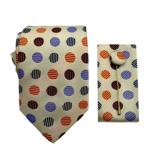 JACOMBO244010 JAMES ADELIN Luxury Polka 7.5cm Width Tie/Pocket Square/Lapel Pin Combo Set