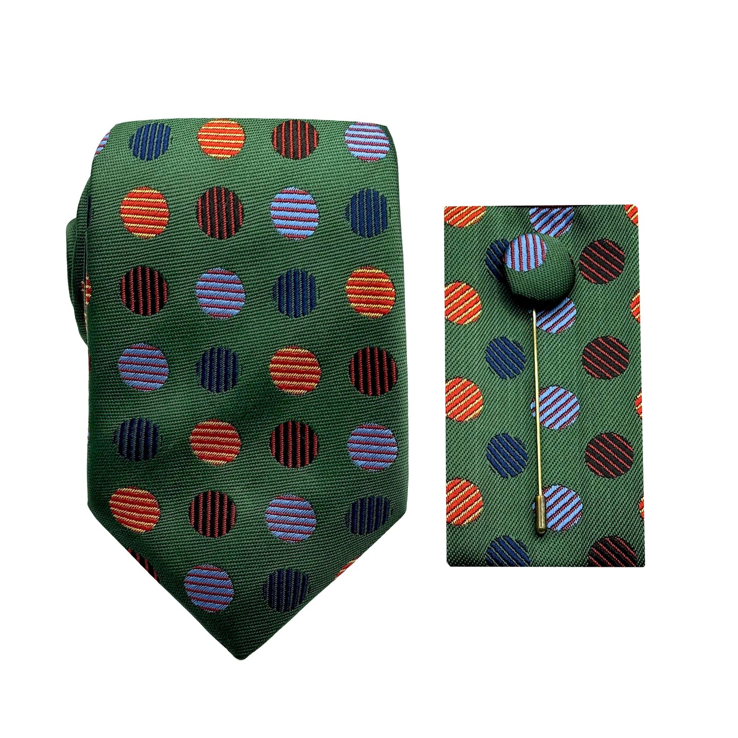 JACOMBO244010 JAMES ADELIN Luxury Polka 7.5cm Width Tie/Pocket Square/Lapel Pin Combo Set