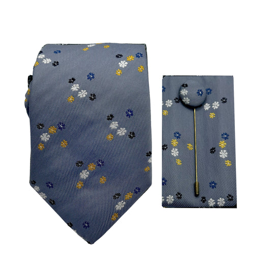JACOMBO246010 JAMES ADELIN Luxury Small Floral 7.5cm Width Tie/Pocket Square/Lapel Pin Combo Set