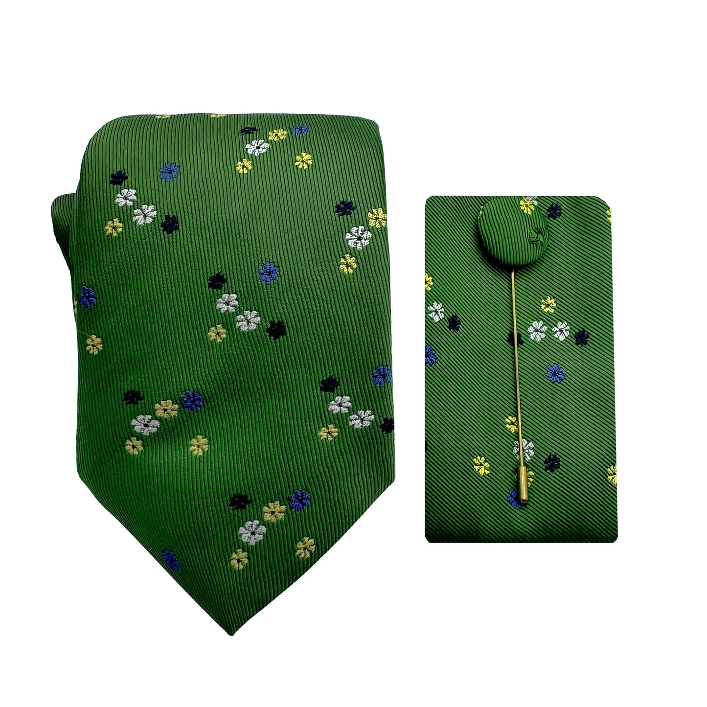 JACOMBO246010 JAMES ADELIN Luxury Small Floral 7.5cm Width Tie/Pocket Square/Lapel Pin Combo Set