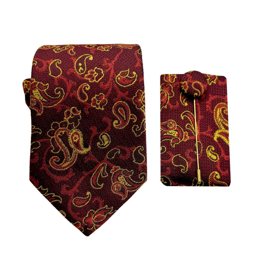 JACOMBO247010 JAMES ADELIN Luxury Paisley 7.5cm Width Tie/Pocket Square/Lapel Pin Combo Set