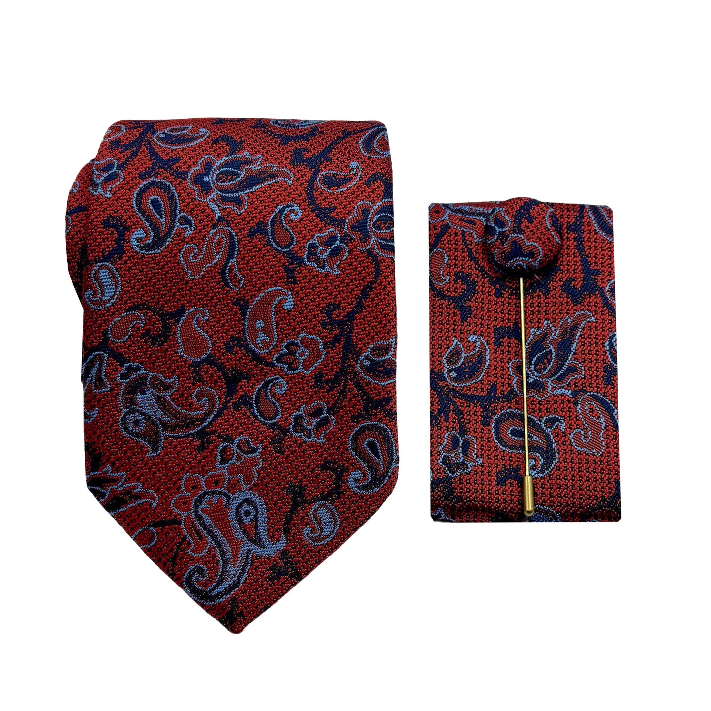 JACOMBO247010 JAMES ADELIN Luxury Paisley 7.5cm Width Tie/Pocket Square/Lapel Pin Combo Set