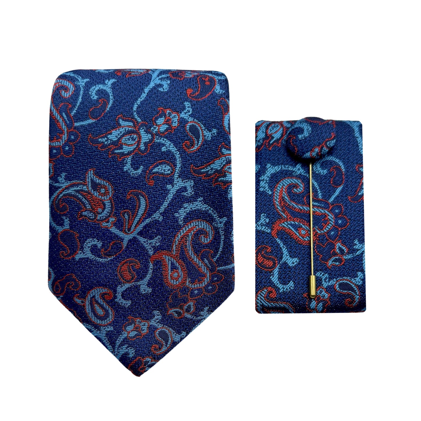 JACOMBO247010 JAMES ADELIN Luxury Paisley 7.5cm Width Tie/Pocket Square/Lapel Pin Combo Set