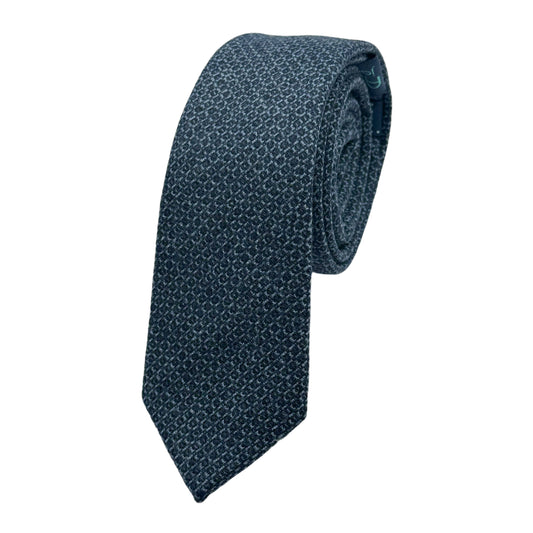 Blue Marle Mens Luxury Pure Wool Textured Weave Skinny Neck Tie