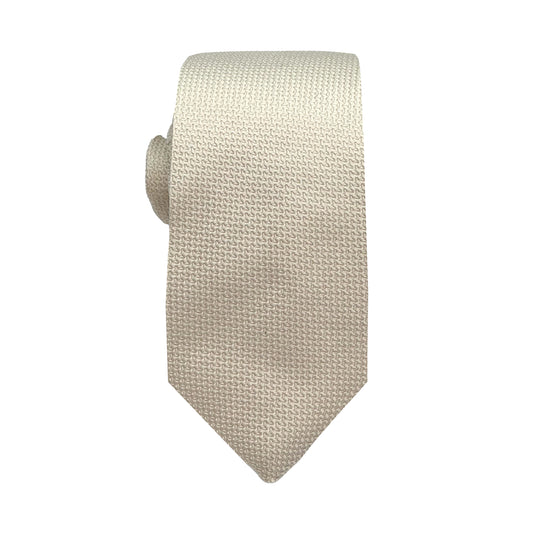 Cream  Luxury Oxford Weave 6.5cm Skinny Neck Tie