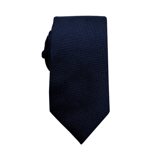 Midnight Blue Luxury Oxford Weave 6.5cm Skinny Neck Tie