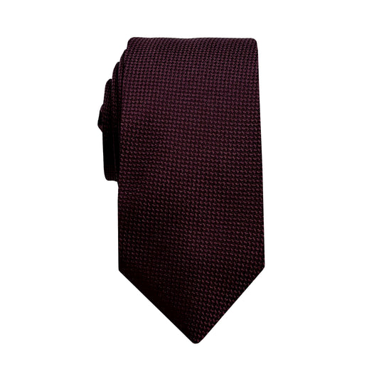 Wine Luxury Oxford Weave 6.5cm Skinny Neck Tie