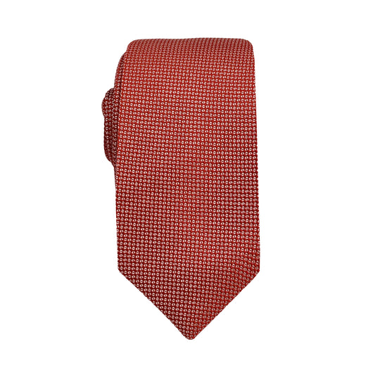 Terracotta Luxury Oxford Weave 6.5cm Skinny Neck Tie