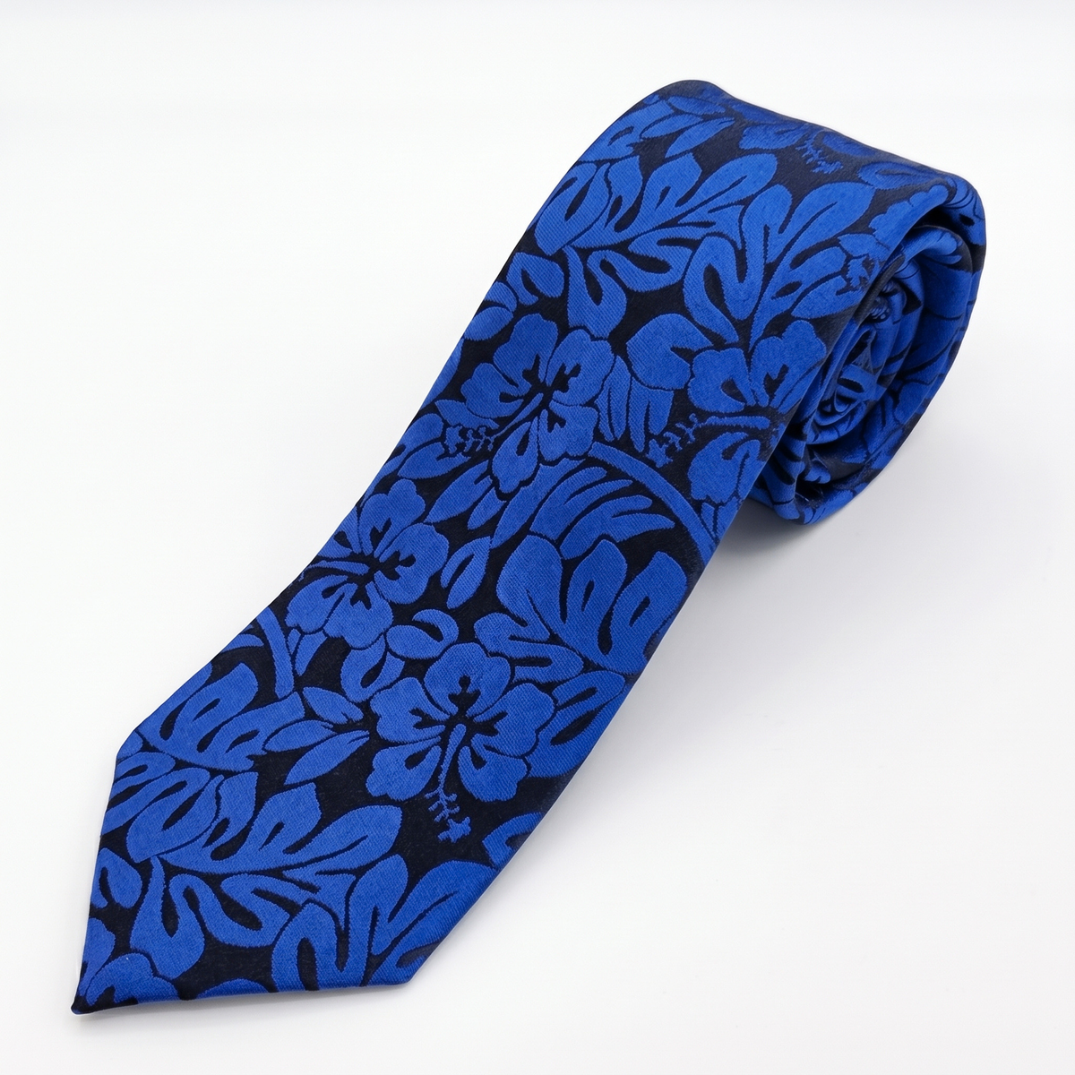 Tropical Blue Hibiscus Silk Tie