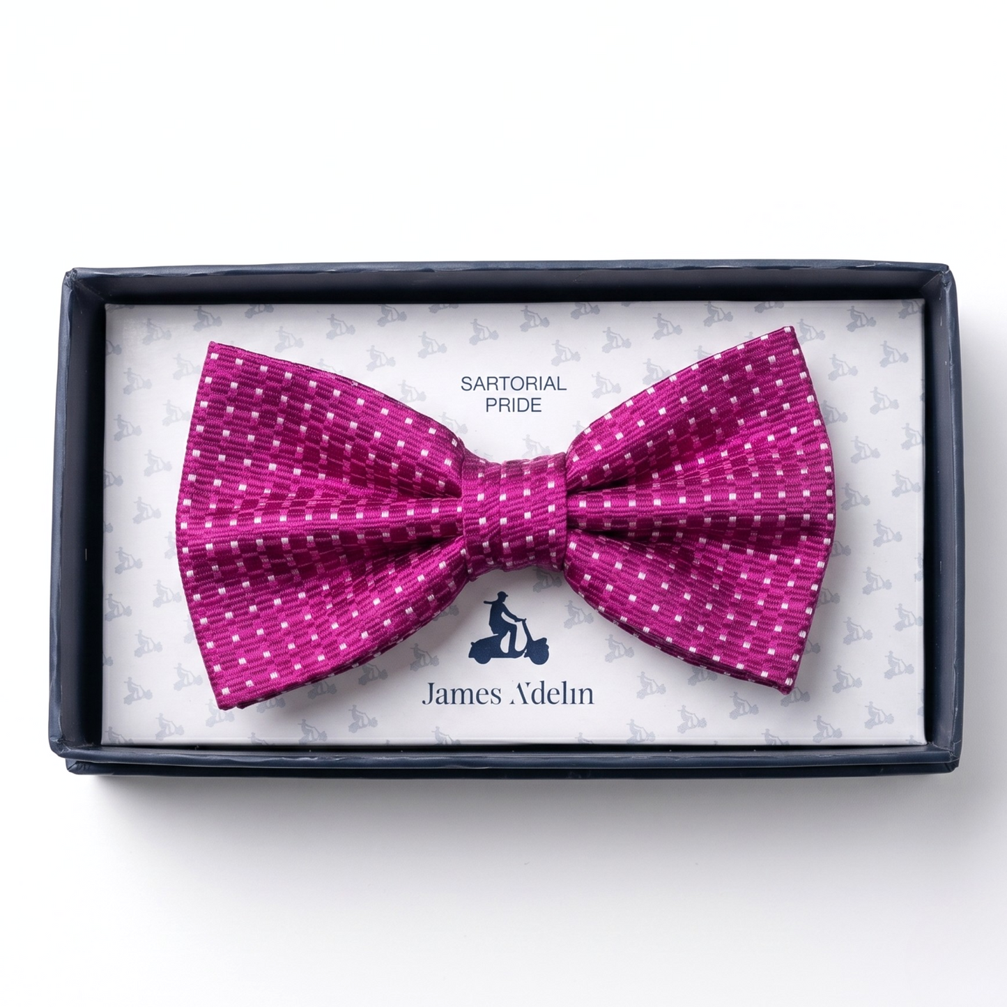 Magenta Pure Silk Spotted Textured Weave Bow Tie