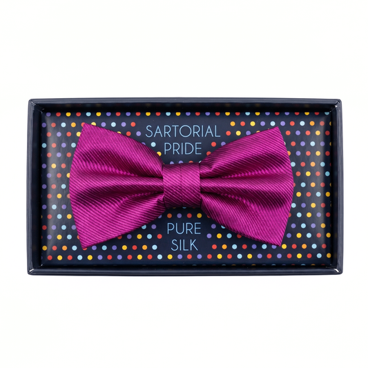 Magenta Pure Silk Twill Weave Bow Tie