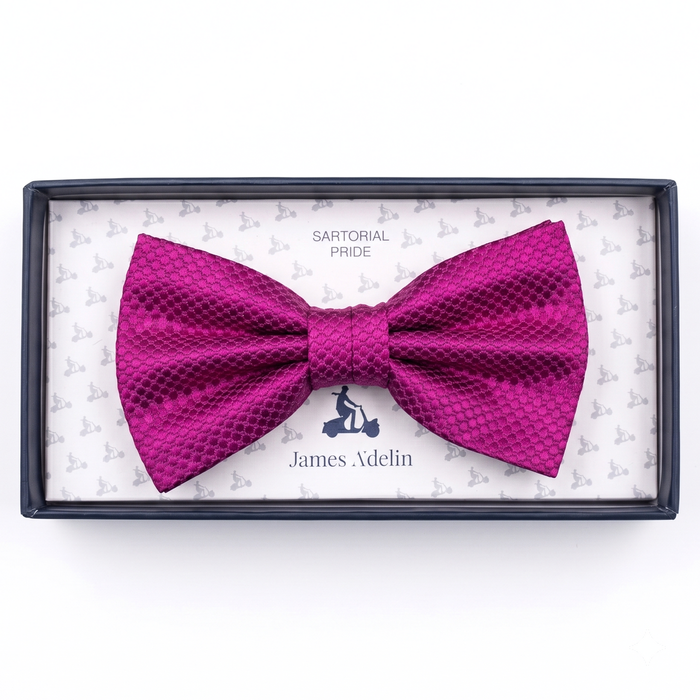 Magenta Pure Silk Textured Square Weave Bow Tie