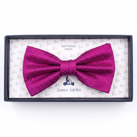 Magenta Pure Silk Textured Square Weave Bow Tie
