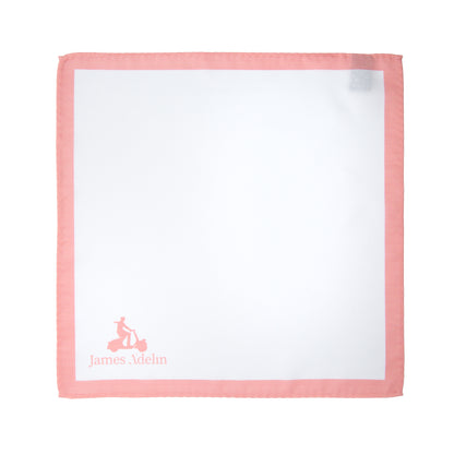White/Soft Pink Luxury Satin Weave Coloured Border Pocket Square