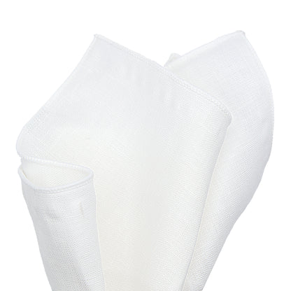 White Luxury Pure Linen Weave Pocket Square