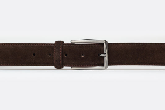 Brown Mens Embossed Suede Leather Belt