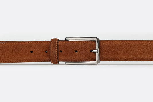 Tan Mens Plain Suede Leather Belt