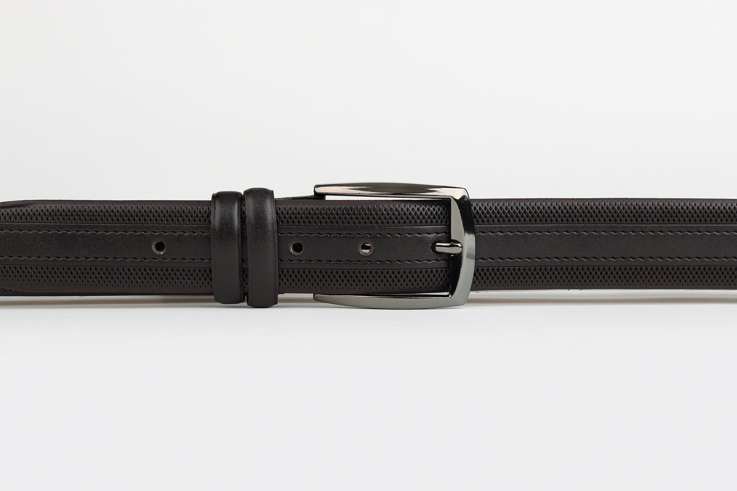 Brown Mens Gridded Design Leather Belt