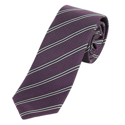 Grape Mens Silk Neck Tie in Textured Striped Weave Design