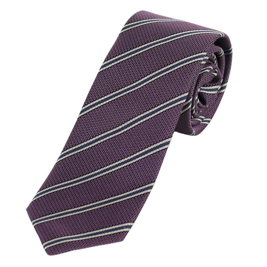 Grape Mens Silk Neck Tie in Textured Striped Weave Design