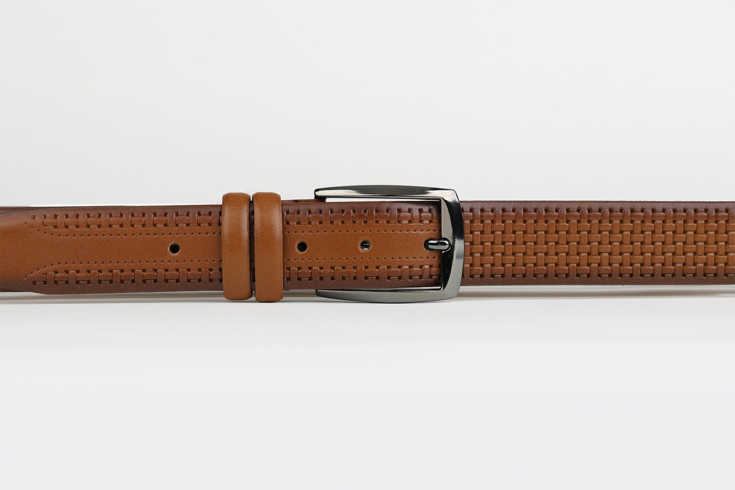 Tan Mens Basket Weave Leather Belt