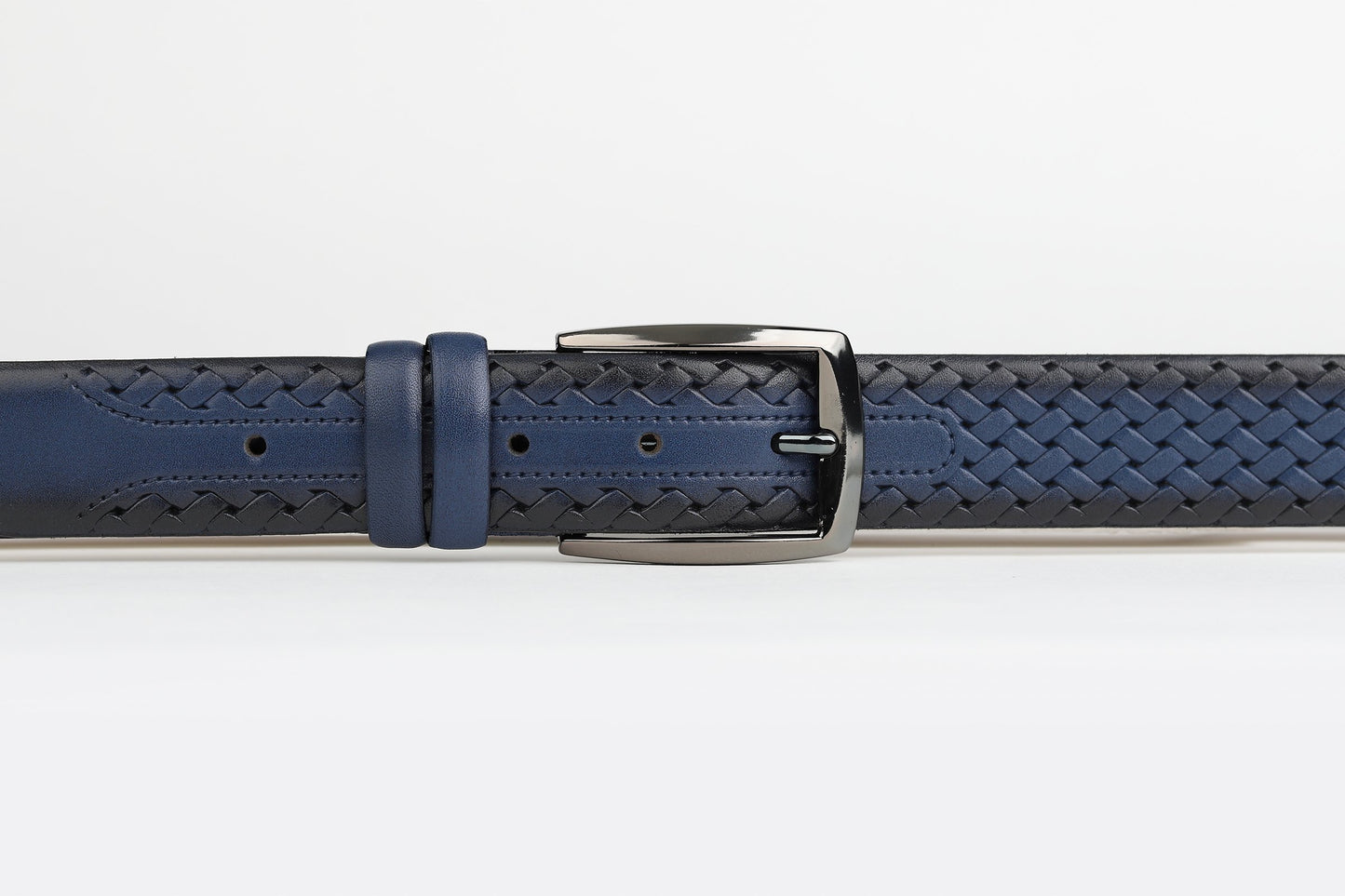 Dark Blue Mens Platted Design Leather Belt